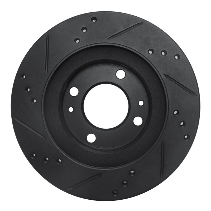 Mitsubishi I-MIEV Brake Rotor (1) - Front Right - R1 Concepts - Drilled & Slotted - Black - `12-`17